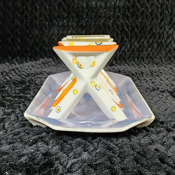 Japanese Lusterware Art Deco Toast Rack – Hand-Painted – 1920s–1930s - Picture 3 of 13